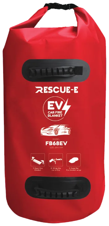 EV fire blanket deployed over an electric vehicle